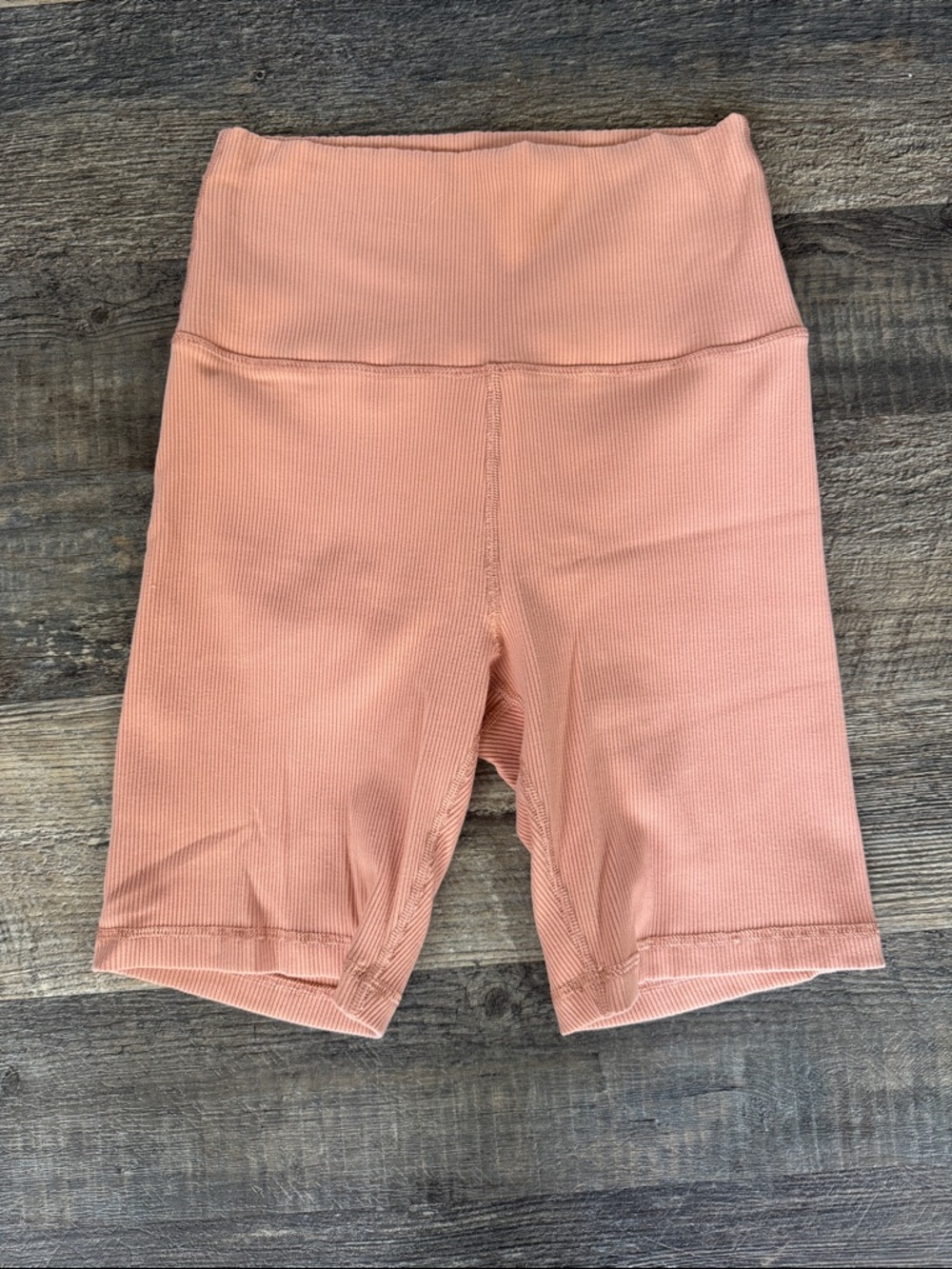 aerie Ribbed High-Waist Bike Shorts in Peach